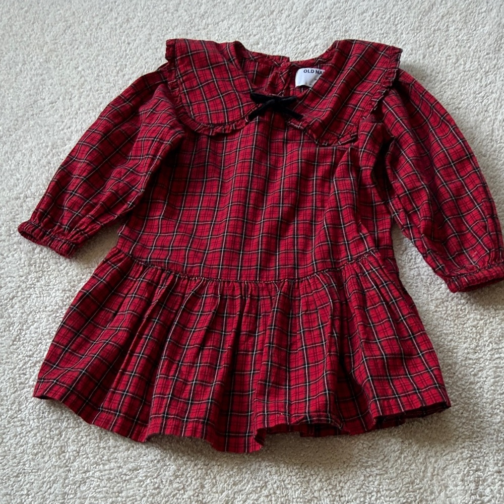 Old Navy Red Plaid Cotton Dress with Peter Pan Collar